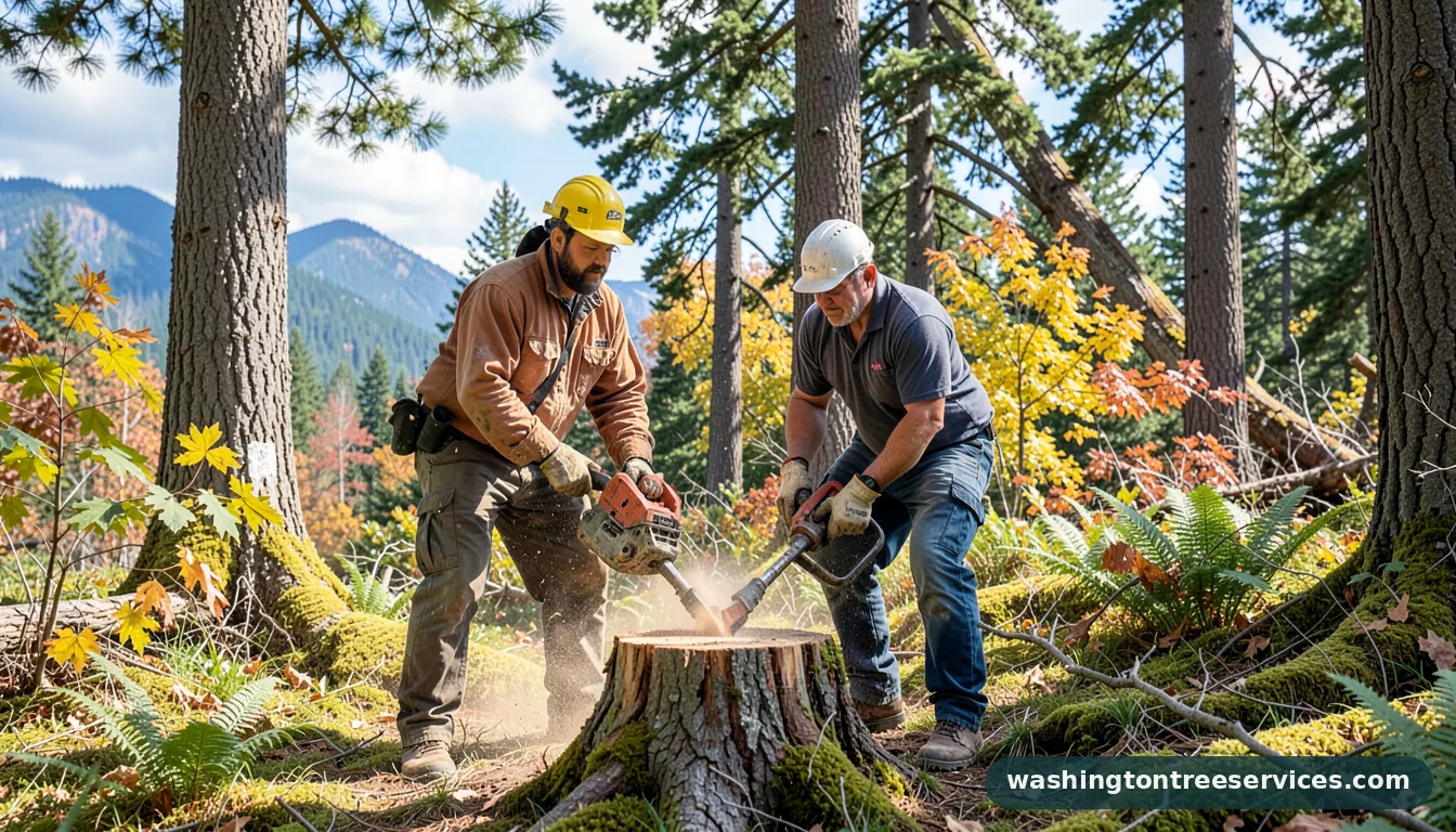 grinding stumps - tree service equipment and crew in Washington