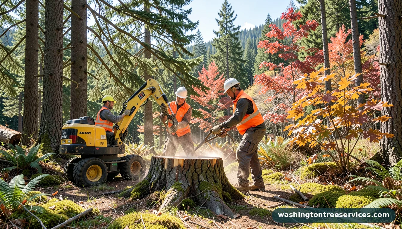 Professional equipment for grinding tree stump in Washington grinding tree stump - tree service equipment and crew in Washington