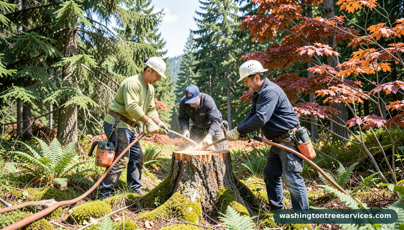 Completed grinding tree stump project by Washington Tree Services grinding tree stump - completed tree work by Washington Tree Services
