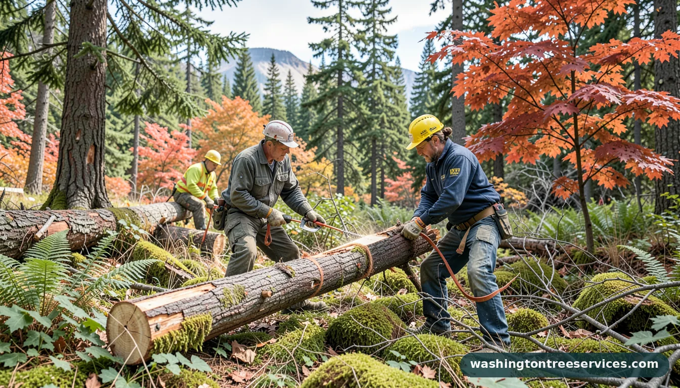 Completed hand felling project by Washington Tree Services hand felling - completed tree work by Washington Tree Services