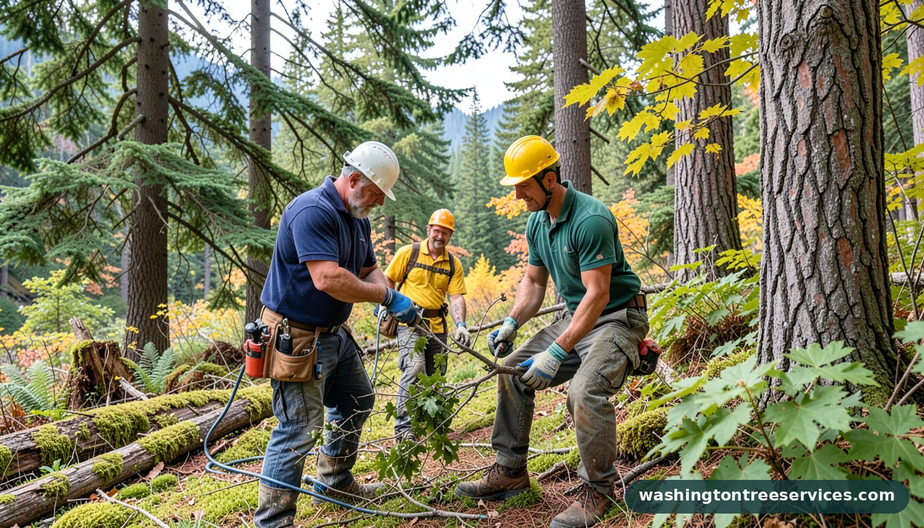 hawthorn pruning - certified arborists at work in Washington