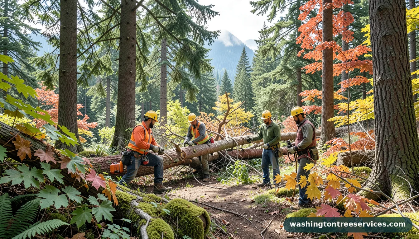hazard tree assessment - tree service equipment and crew in Washington