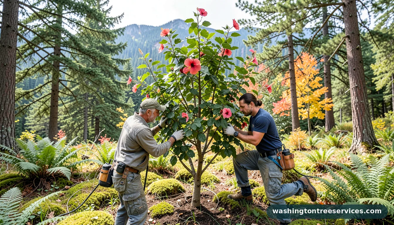 hibiscus tree pruning - completed tree work by Washington Tree Services