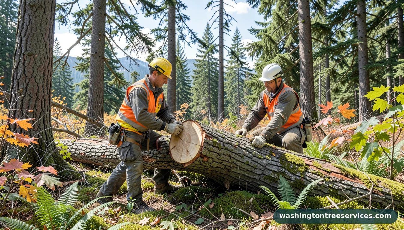 hinge tree cut - certified arborists at work in Washington