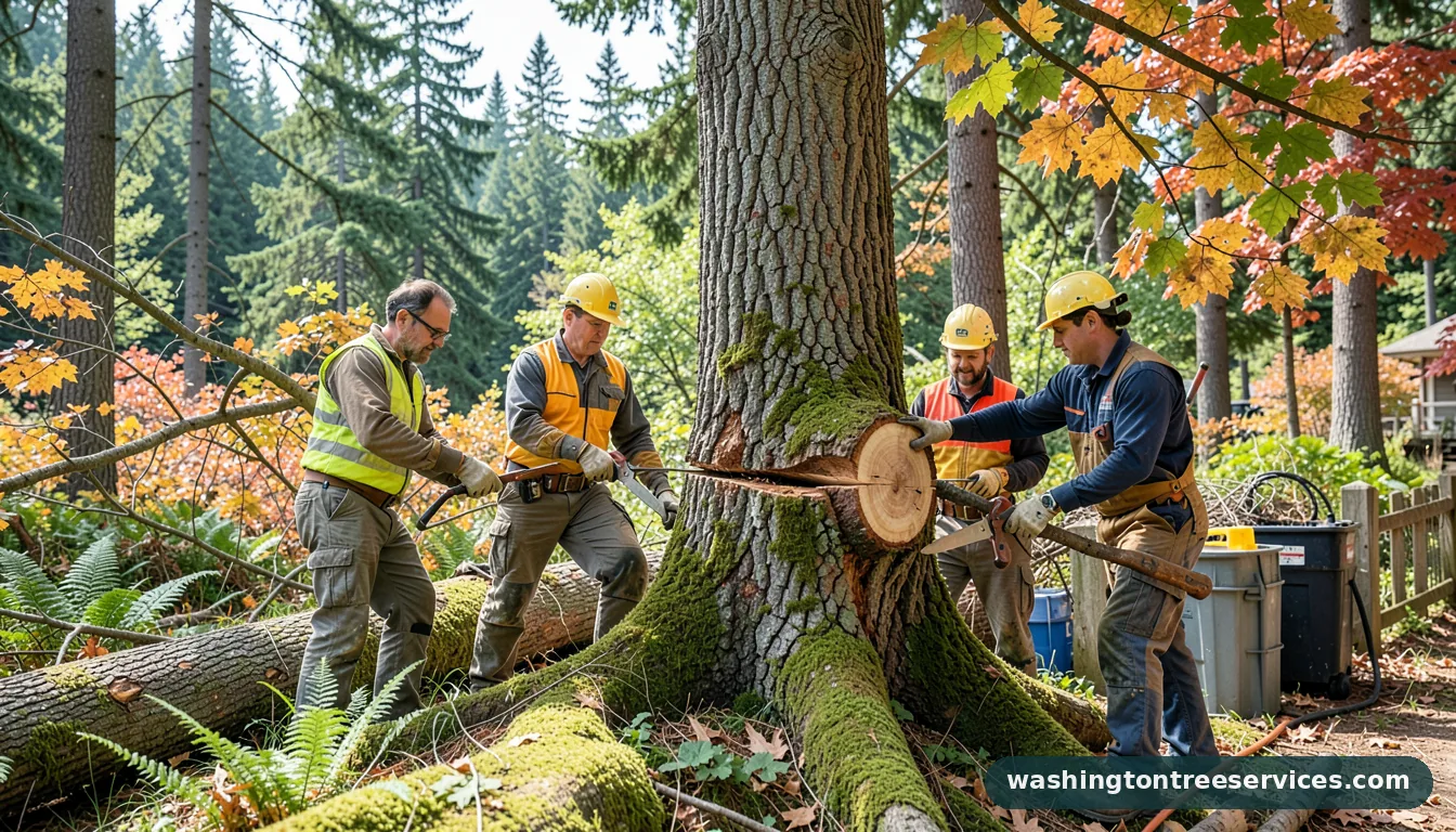 hinge tree cut - completed tree work by Washington Tree Services