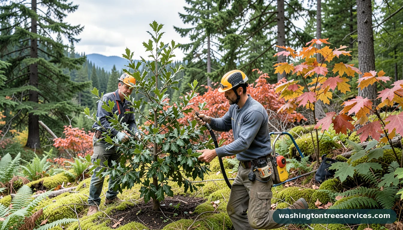 Completed holly tree pruning project by Washington Tree Services holly tree pruning - completed tree work by Washington Tree Services