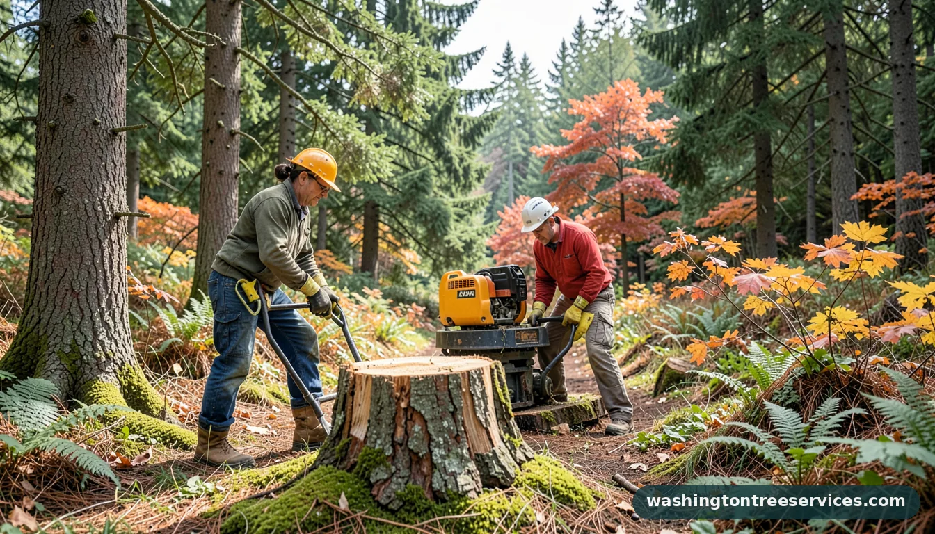 Professional equipment for how big of a stump grinder do i need in Washington how big of a stump grinder do i need - tree service equipment and crew in Washington