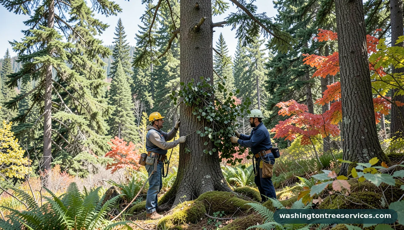 how do you get rid of mistletoe in a tree - certified arborists at work in Washington