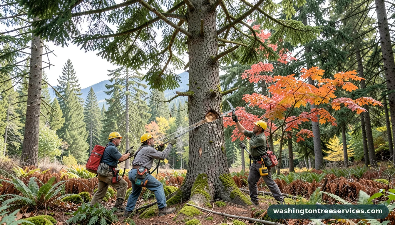 how do you prune a large tree - certified arborists at work in Washington