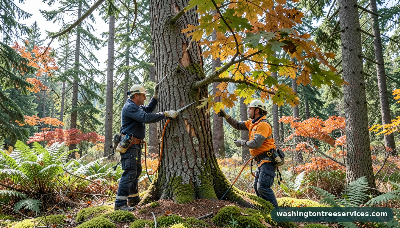 how do you prune a large tree - tree service equipment and crew in Washington