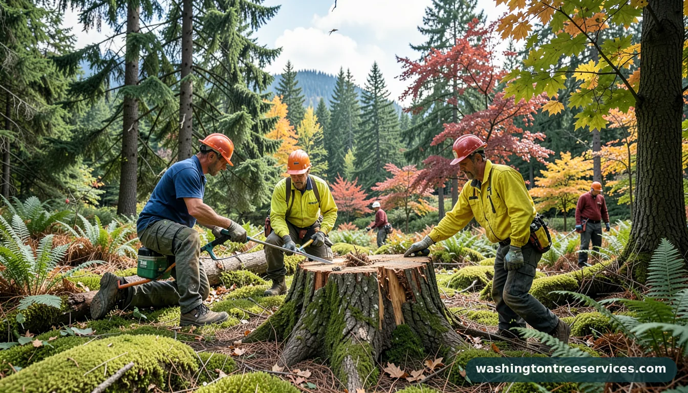how do you remove a tree stump - completed tree work by Washington Tree Services