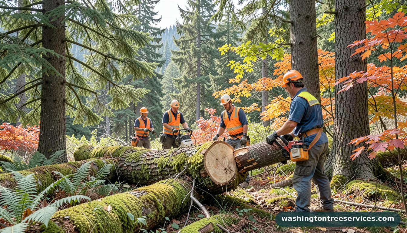 how much does cutting a tree down cost - tree service equipment and crew in Washington