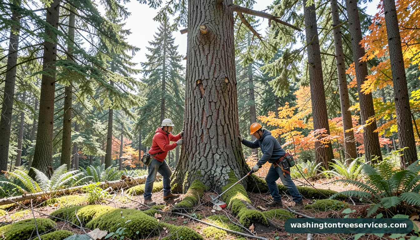 how much does it cost to cut down a 100 ft tree - certified arborists at work in Washington