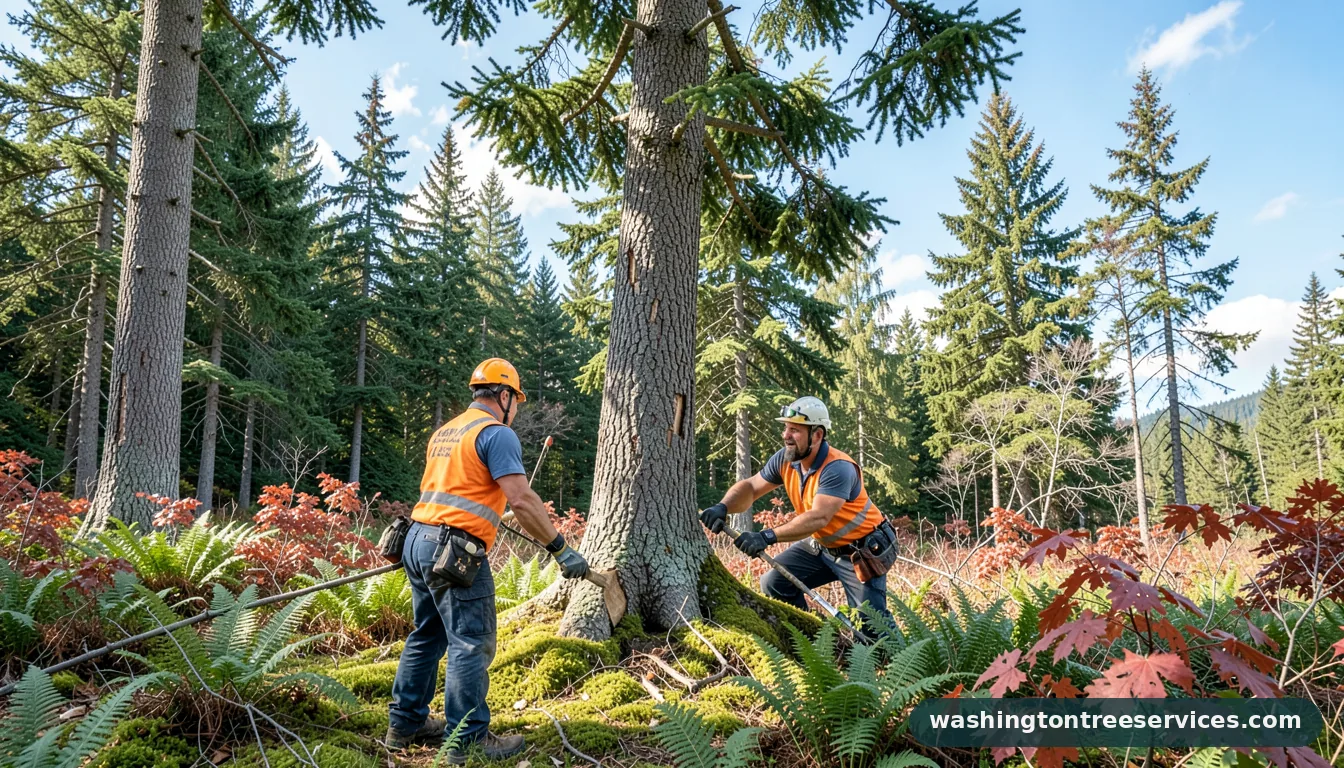 how much does it cost to cut down a 100 ft tree - tree service equipment and crew in Washington
