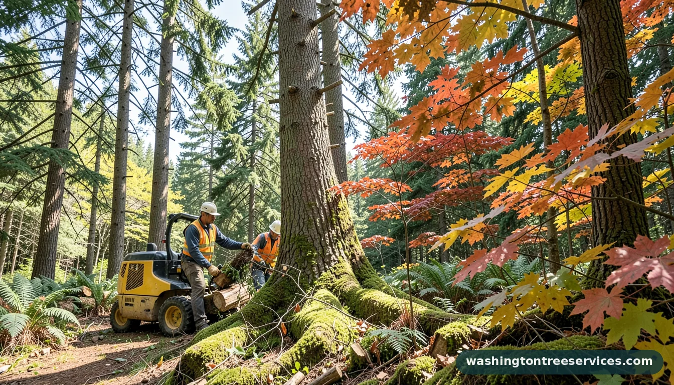 how much does it cost to cut down a 100 ft tree - completed tree work by Washington Tree Services