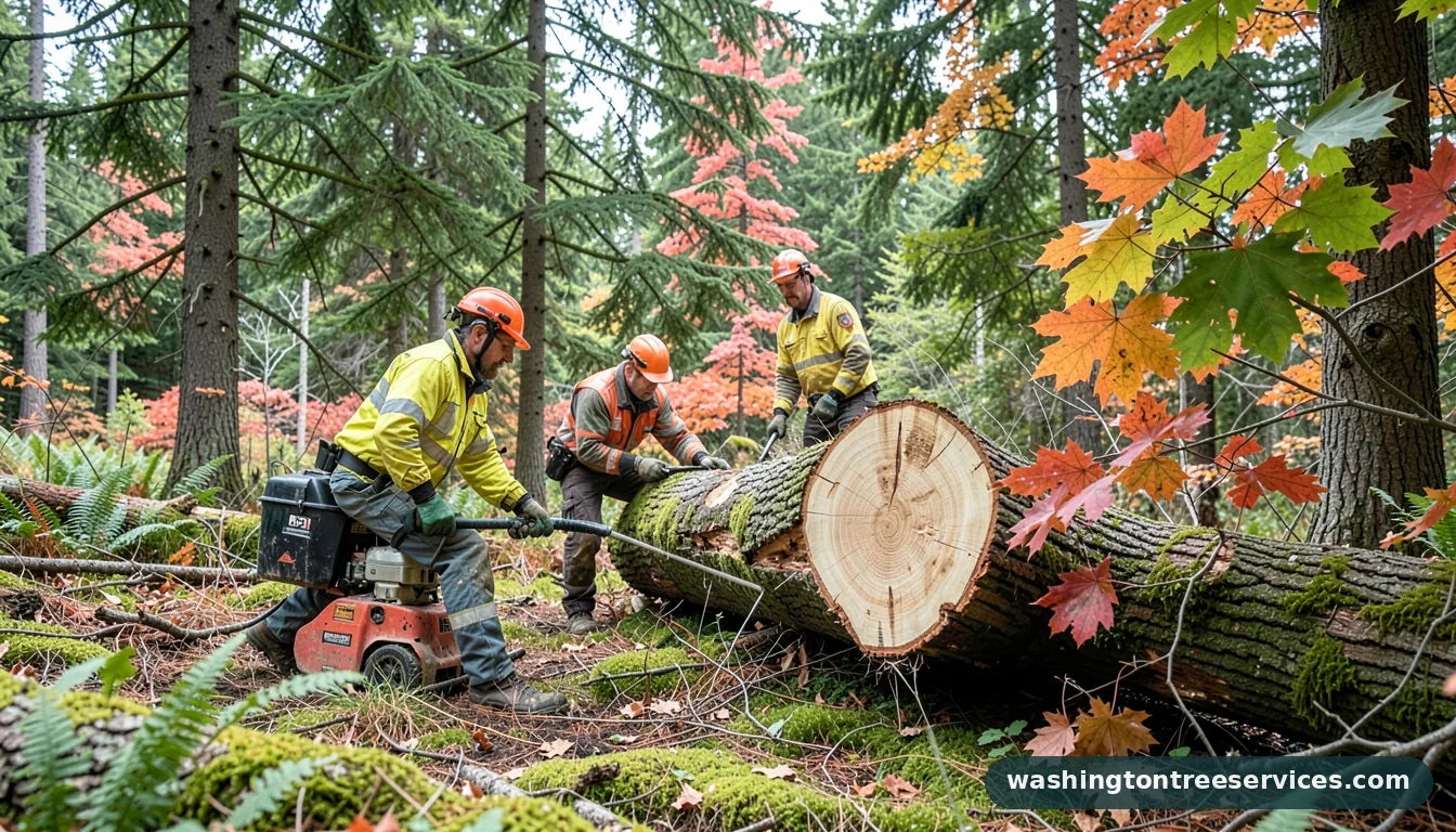 how much does it cost to cut down a large tree - certified arborists at work in Washington