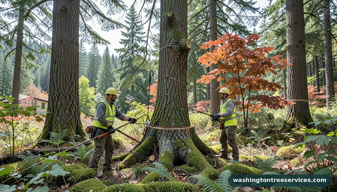 how much does it cost to cut down a large tree - tree service equipment and crew in Washington