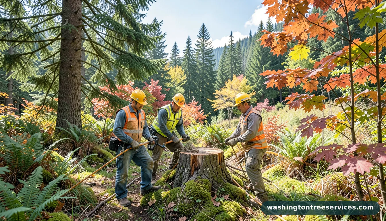 Professional equipment for how much does it cost to grind a stump in Washington how much does it cost to grind a stump - tree service equipment and crew in Washington