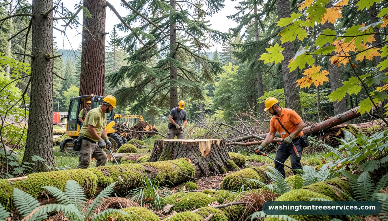 how much does it cost to remove a tree and stump - tree service equipment and crew in Washington