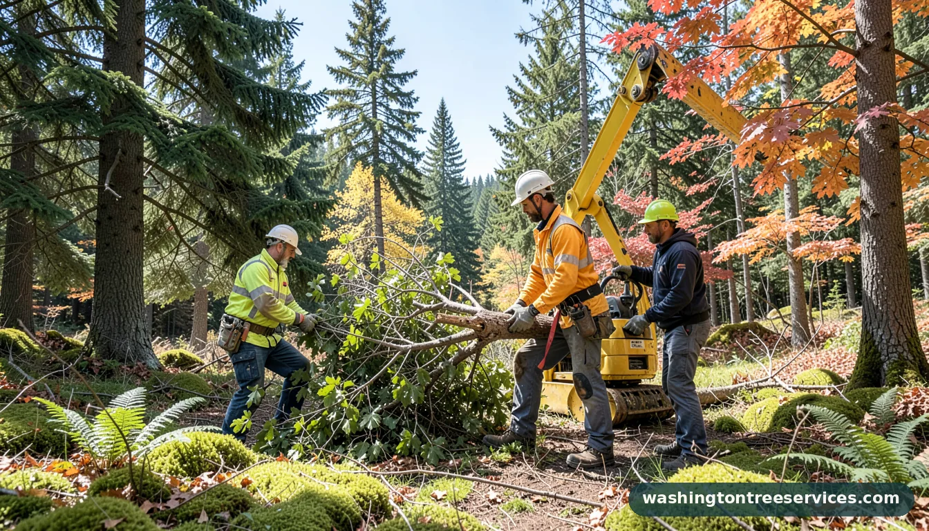 how much does it cost to remove a tree - tree service equipment and crew in Washington