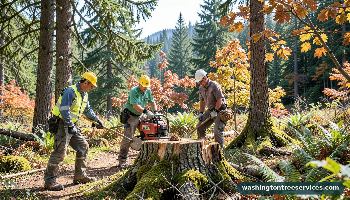 Professional equipment for how much does stump grinding cost near me in Washington how much does stump grinding cost near me - tree service equipment and crew in Washington