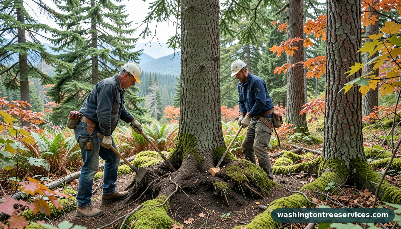 how much of a tree root can you cut without killing it - certified arborists at work in Washington