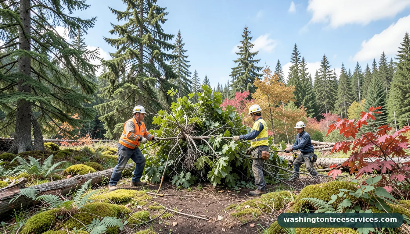 Professional equipment for how much to cut a large tree down in Washington how much to cut a large tree down - tree service equipment and crew in Washington