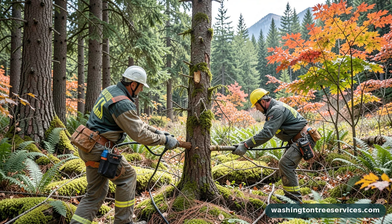 how much to cut down a tree - tree service equipment and crew in Washington
