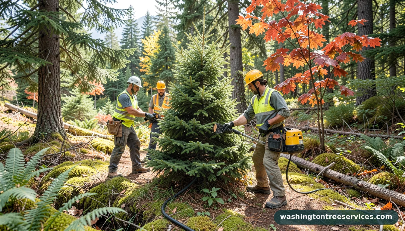how much to cut off trunk of christmas tree - certified arborists at work in Washington