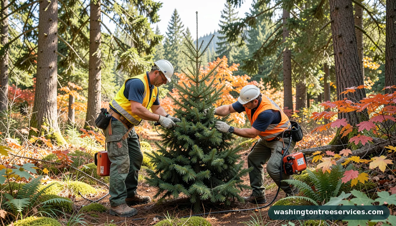 how much to cut off trunk of christmas tree - tree service equipment and crew in Washington