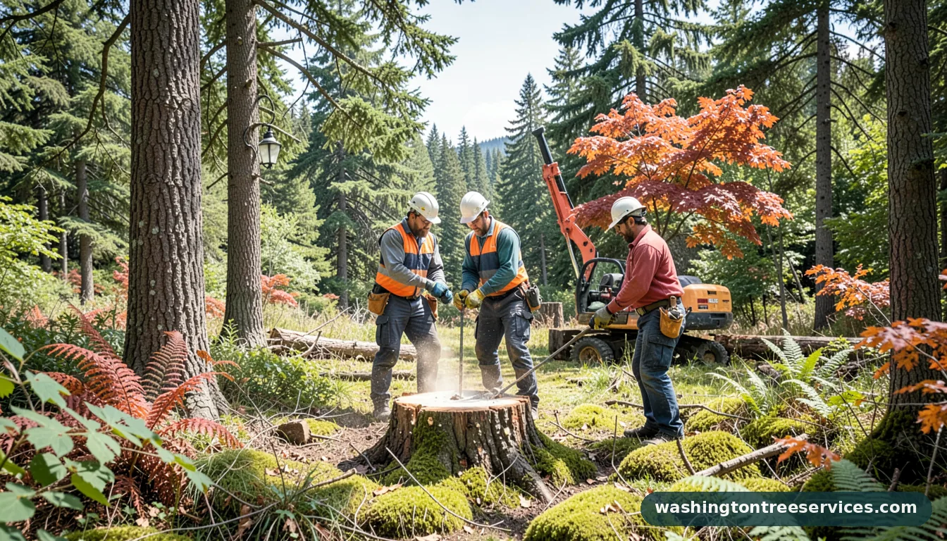 Professional equipment for how much to grind a stump in Washington how much to grind a stump - tree service equipment and crew in Washington