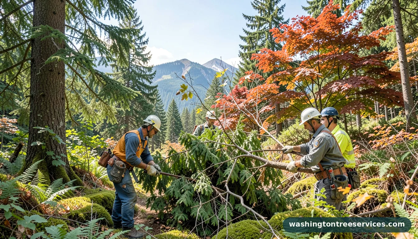 how much to remove a tree - tree service equipment and crew in Washington