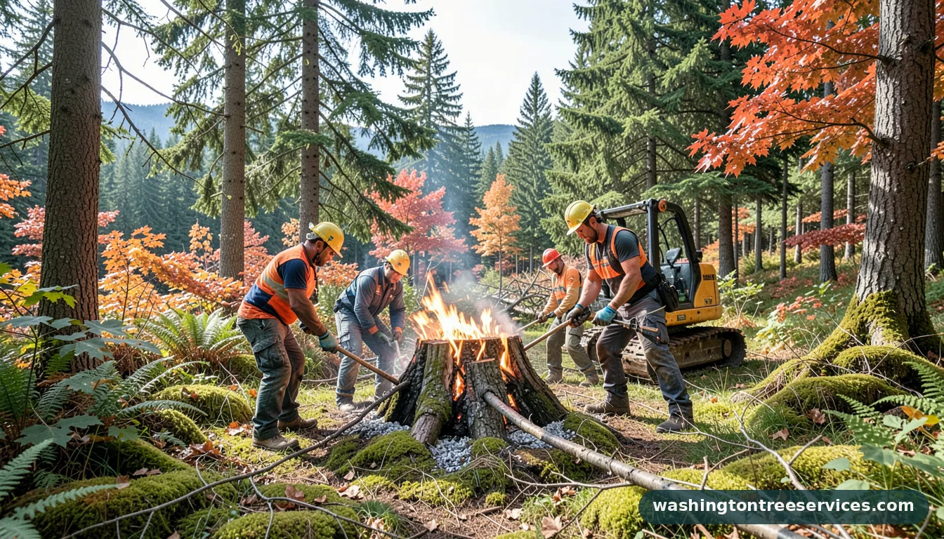 Certified arborists handling how to burn a stump in Washington how to burn a stump - certified arborists at work in Washington