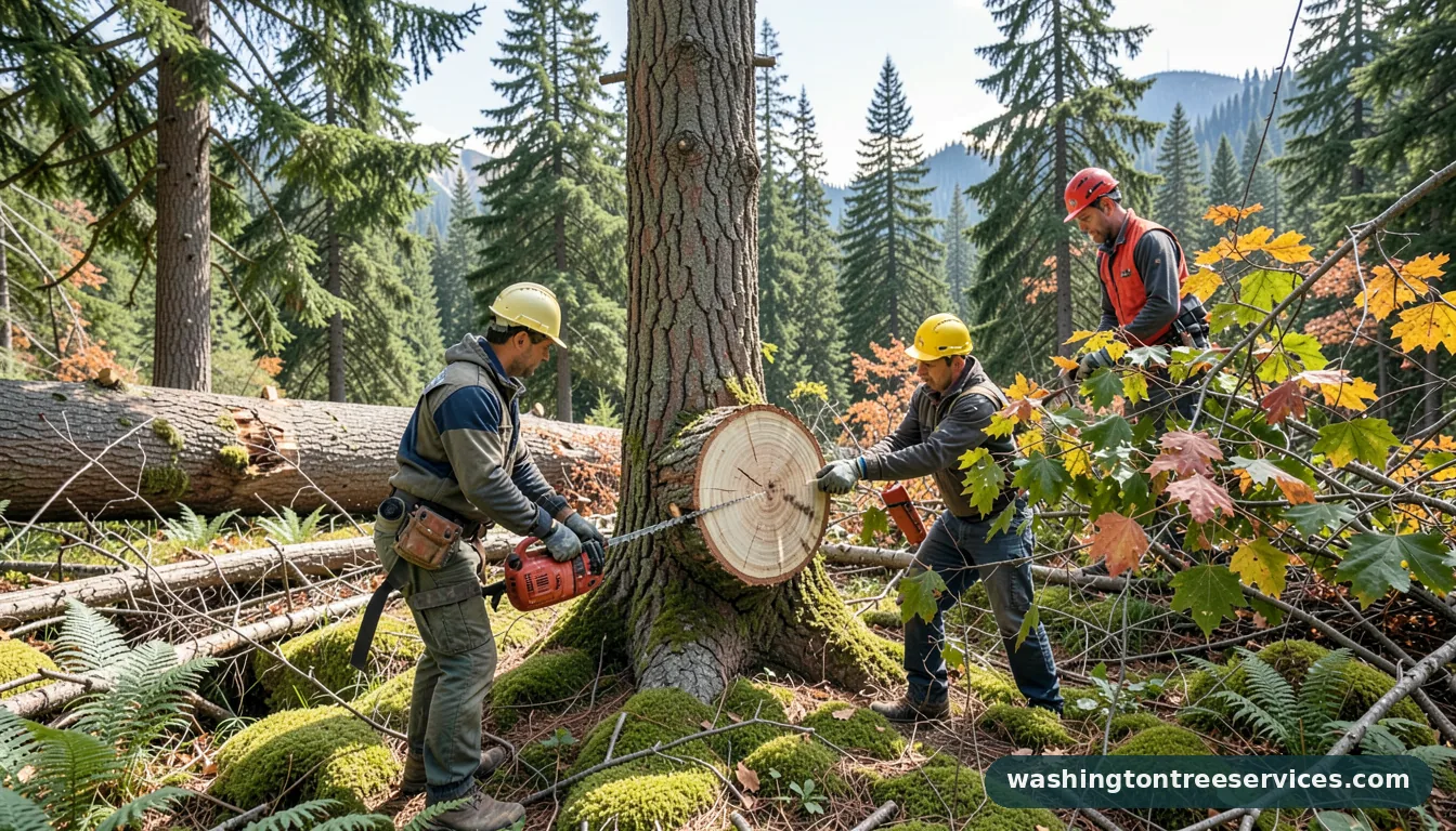 how to chop a tree down - certified arborists at work in Washington