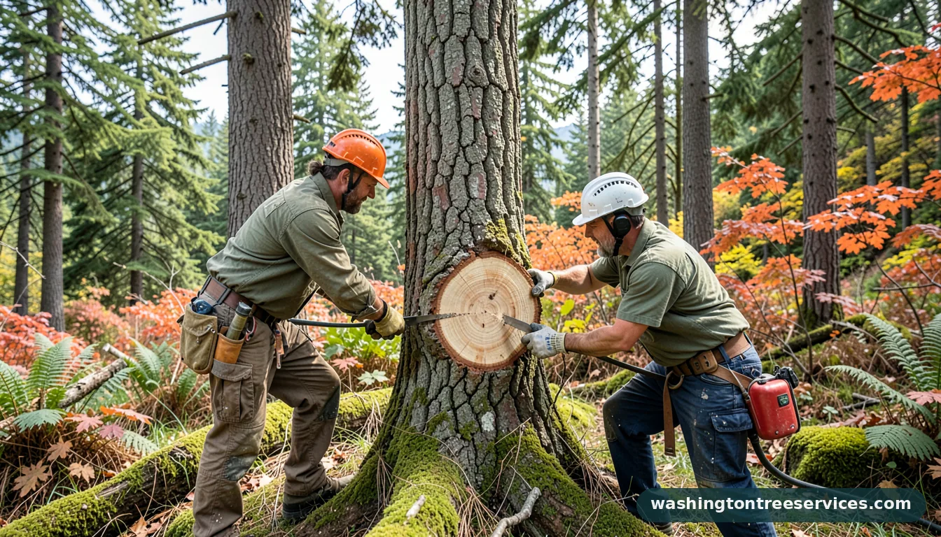 Certified arborists handling how to chop a tree in Washington how to chop a tree - certified arborists at work in Washington