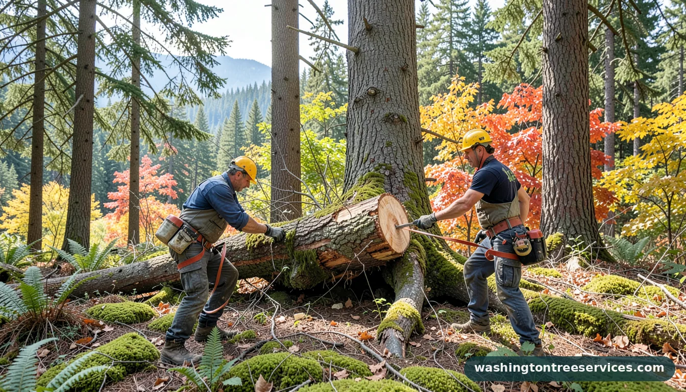 how to cut a big tree down - certified arborists at work in Washington