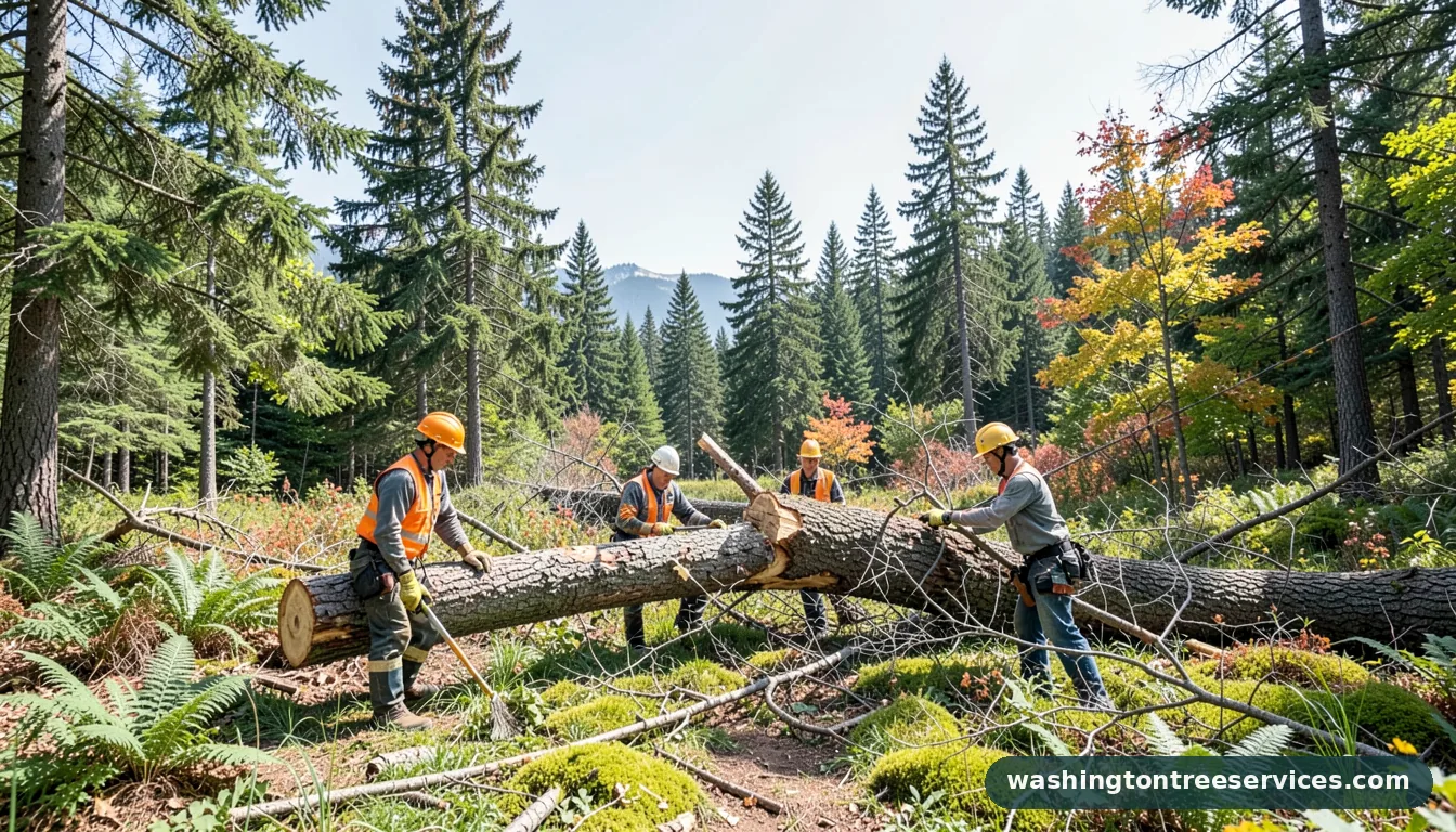 how to cut a fallen tree under tension - professional tree service in Washington