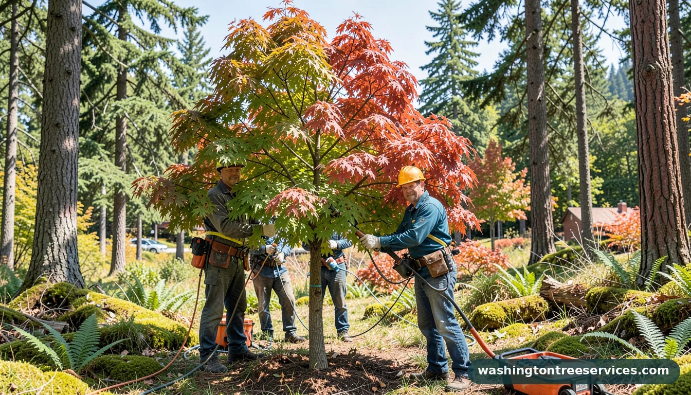 how to cut a japanese maple tree - tree service equipment and crew in Washington