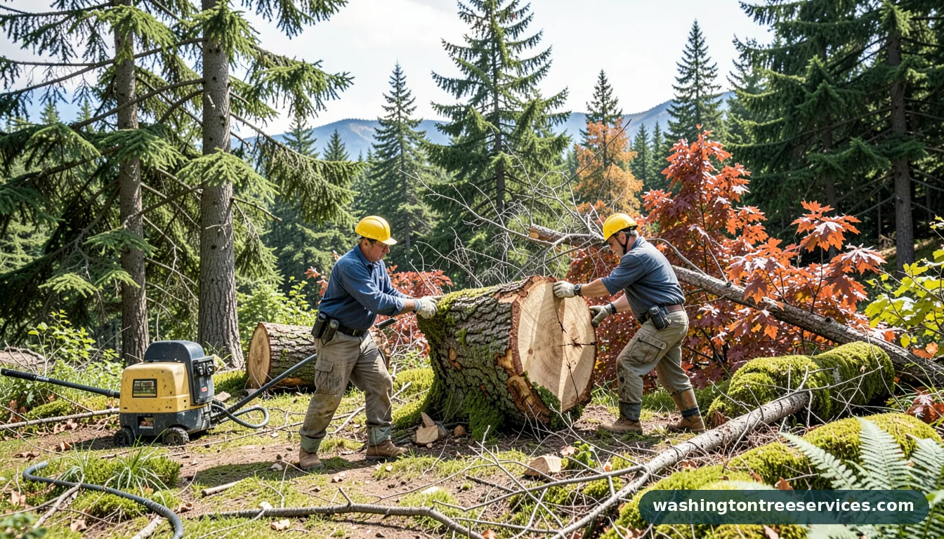 Certified arborists handling how to cut a tree down in Washington how to cut a tree down - certified arborists at work in Washington