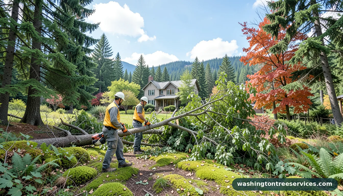 how to cut a tree that fell on a house in Washington | Washington Tree Services how to cut a tree that fell on a house - professional tree service in Washington
