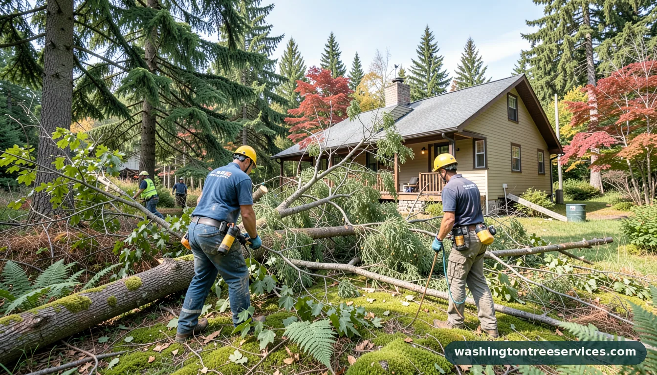 Completed how to cut a tree that fell on a house project by Washington Tree Services how to cut a tree that fell on a house - completed tree work by Washington Tree Services