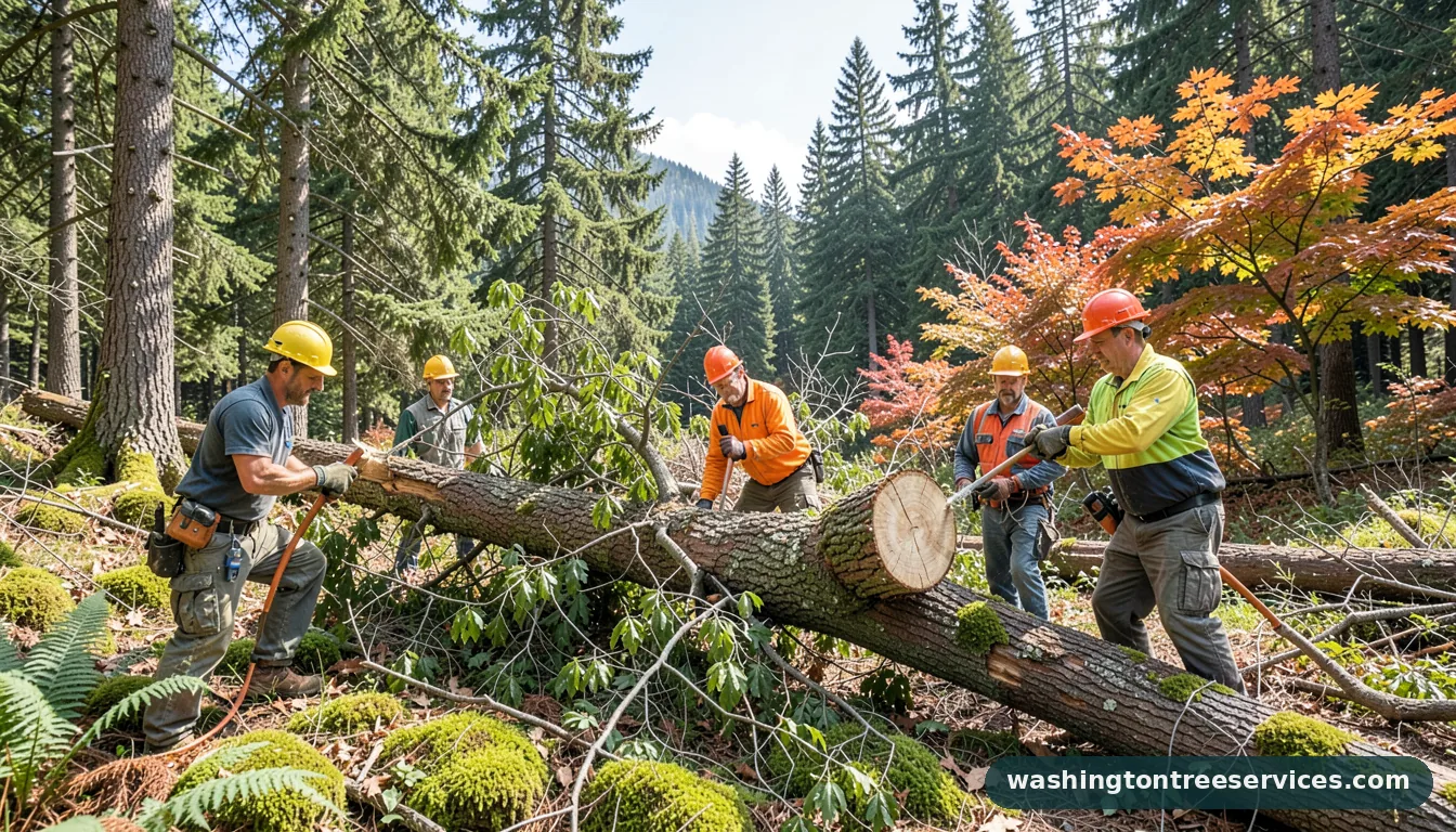 Certified arborists handling how to cut a tree to make it fall in a certain direction in Washington how to cut a tree to make it fall in a certain direction - certified arborists at work in Washington
