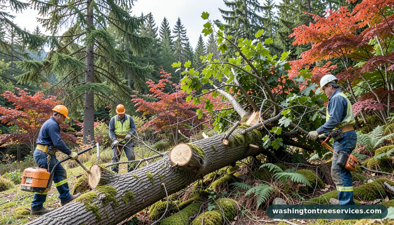 Completed how to cut a tree to make it fall in a certain direction project by Washington Tree Services how to cut a tree to make it fall in a certain direction - completed tree work by Washington Tree Services