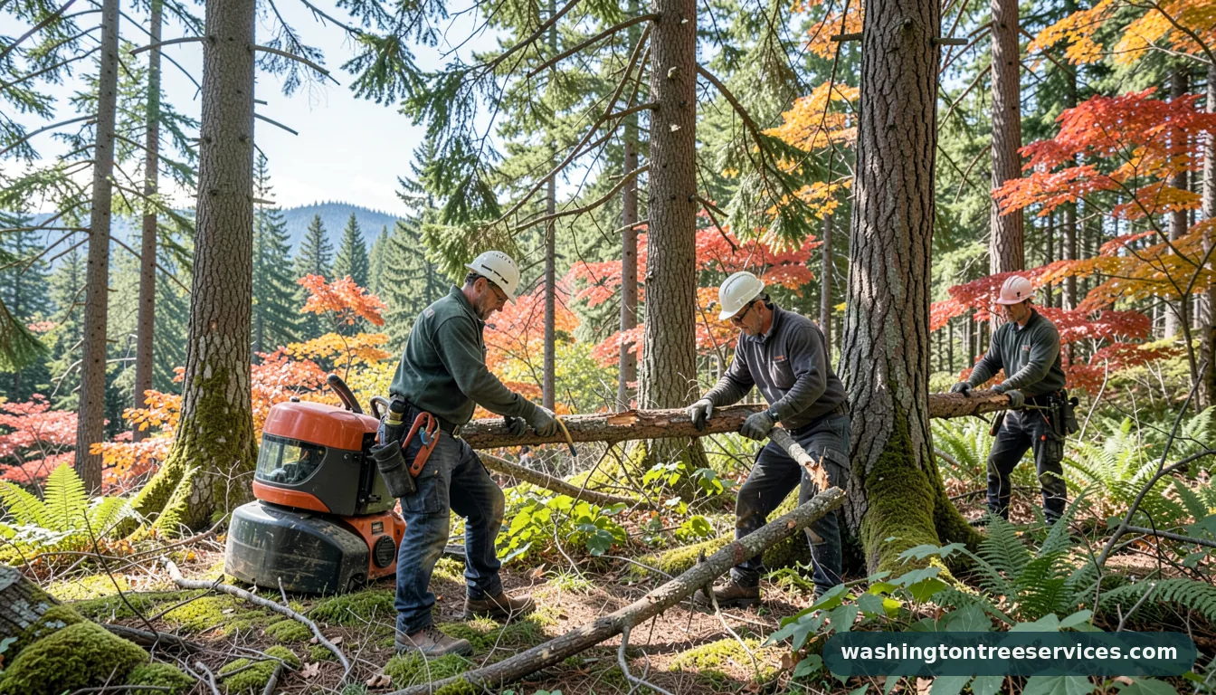 Certified arborists handling how to cut big limbs off tree in Washington how to cut big limbs off tree - certified arborists at work in Washington