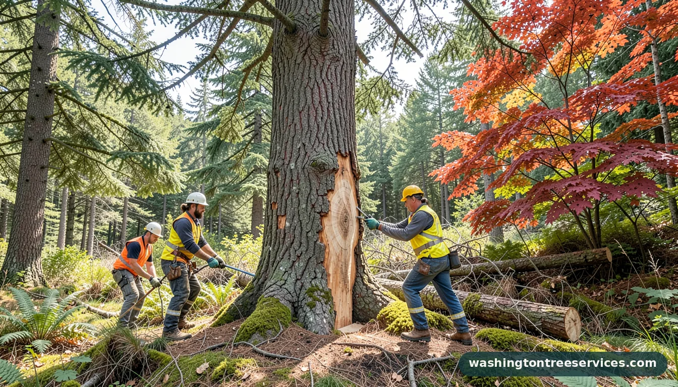 Professional equipment for how to cut down a big tree in Washington how to cut down a big tree - tree service equipment and crew in Washington