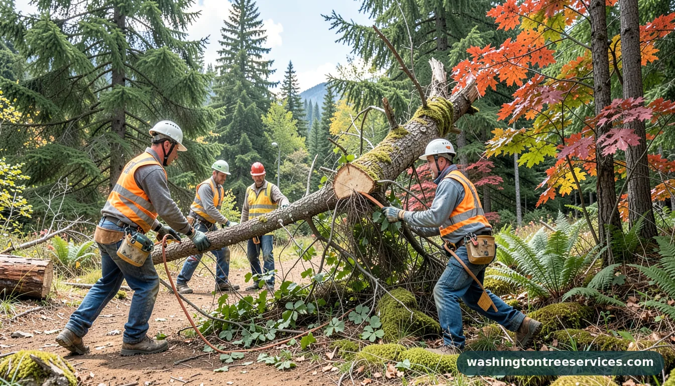 Professional equipment for how to cut down a leaning tree in Washington how to cut down a leaning tree - tree service equipment and crew in Washington