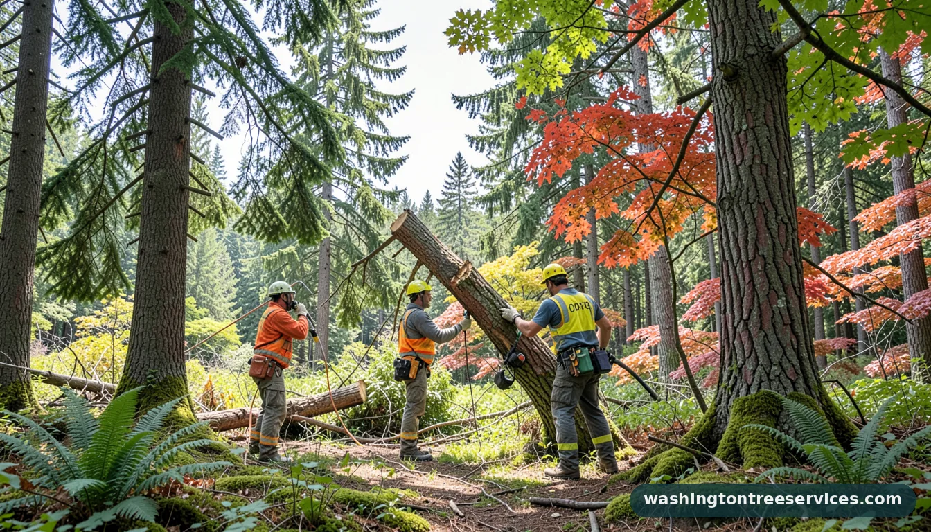 how to cut down a tree that is leaning on another tree - professional tree service in Washington