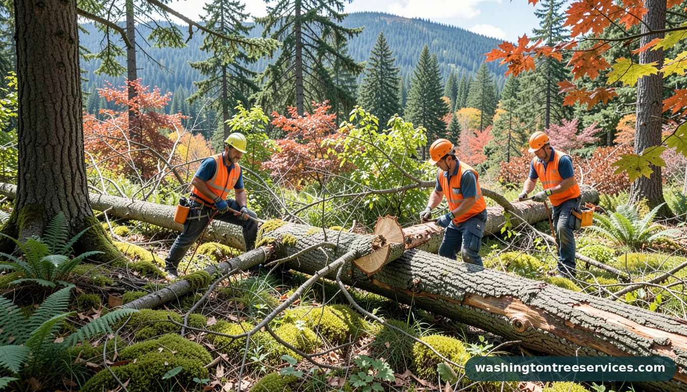 how to cut fallen trees - certified arborists at work in Washington