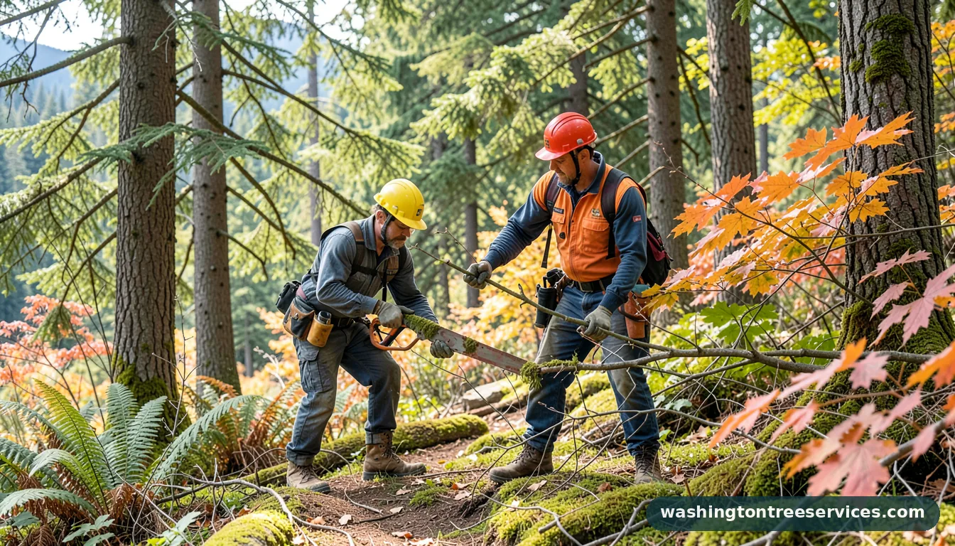 Certified arborists handling how to cut long tree branches in Washington how to cut long tree branches - certified arborists at work in Washington