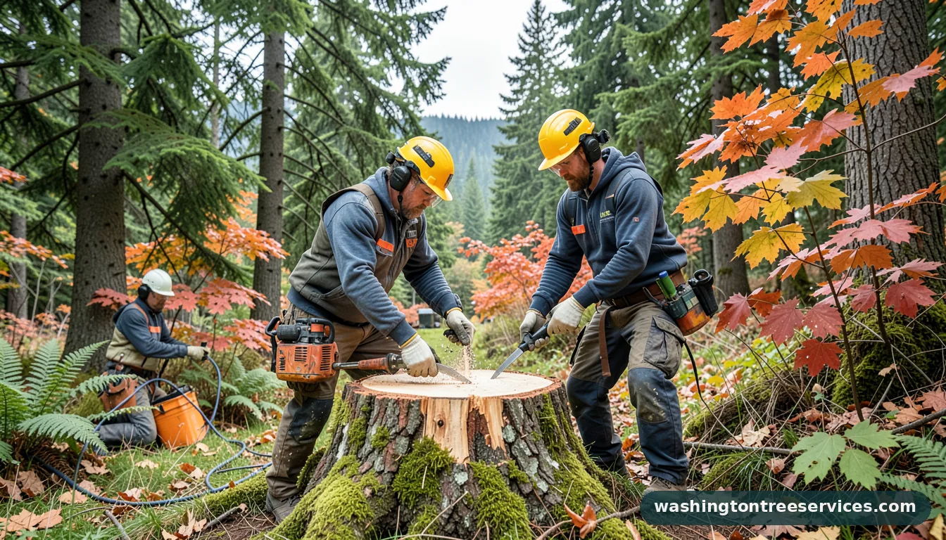 how to cut tree stump - certified arborists at work in Washington